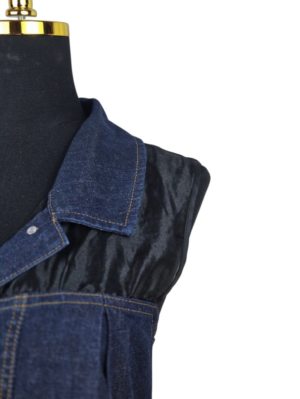 TOPSHOP x ASOS Dark Wash Sheer Organza Pleated Denim Vest & Mini Skirt Set L - Picture 5 of 16